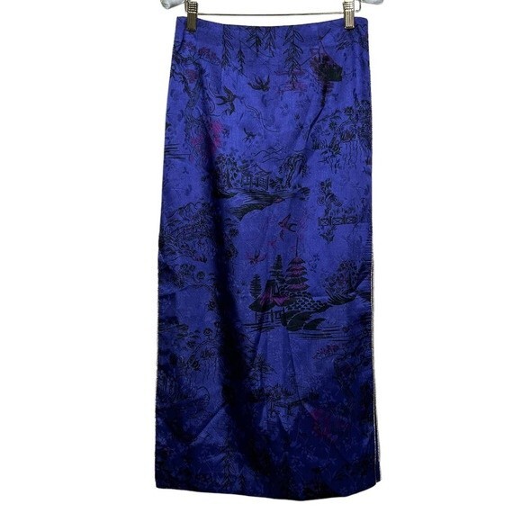 ZARA Purple Skirt with Piping Bloggers Size S Printed baddie japan anime - Picture 1 of 12